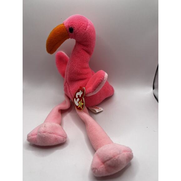 TY Beanie Baby Babies Stuffed Animal Plush Flamingo Pinky 1995 - Picture 1 of 11